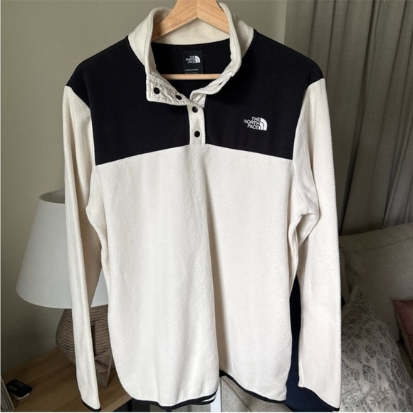 🔥The North Face - Black & Cream TKA Glacier Snap-Neck Pullover - L - Picture 5 of 9